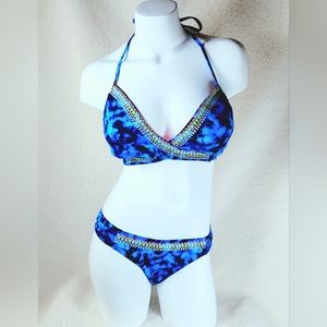 NWOT PINK Victoria's Secret Blue Tye Dye Bikini Large/Medium
